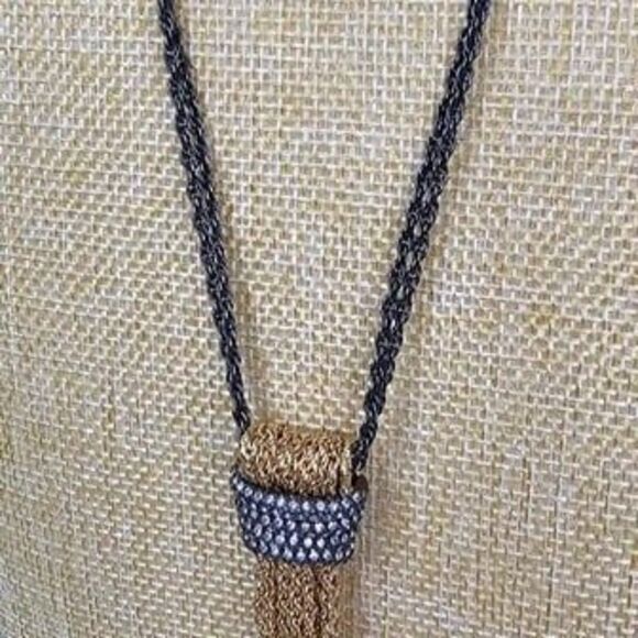 stella & dot Windsor Pavel Tassel Long Chain Necklace 30"L Fringe Drop: 4"L - Picture 3 of 6